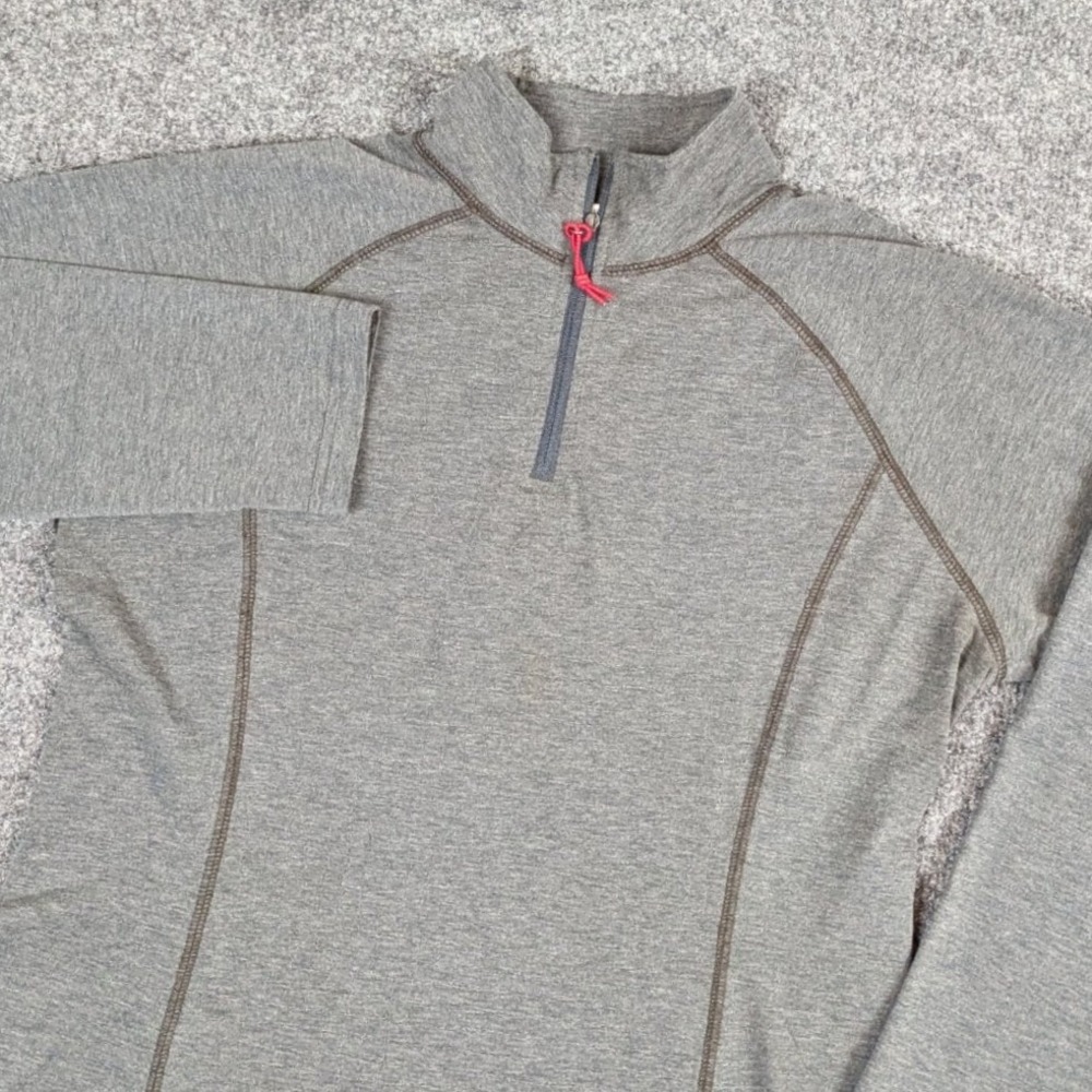 Orvis Trout Bum Mens Medium 1/4 Zip Pullover Heather Gray Performance Shirt